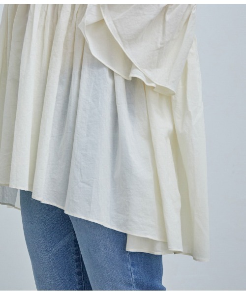 VIS（ビス）の「【オーガニックコットン】ローンギャザーブラウス（シャツ/ブラウス・レディース・ダークブラウン/オフホワイト/カーキ・FREE）」の9枚目の写真