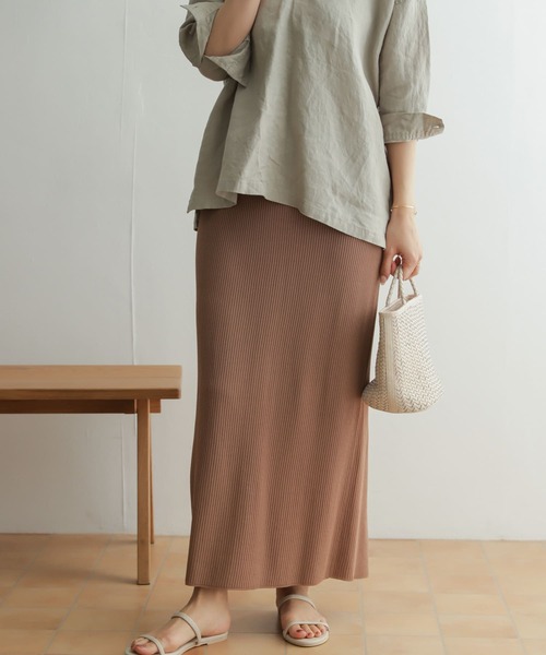 URBAN RESEARCH DOORS（アーバンリサーチドアーズ）の「リブニットスカート（スカート・レディース・モカ/ライトベージュ・ONE）」の15枚目の写真