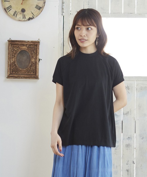 MATCH&more（マッチアンドモア）の「モックネックラグランＴシャツ（Tシャツ/カットソー・レディース・ホワイト/ブラック/ベージュ/グレー/カーキ/ミント・FREE）」の3枚目の写真