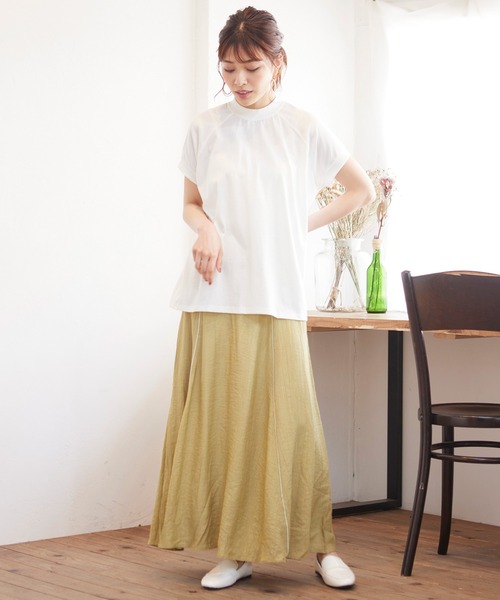 MATCH&more（マッチアンドモア）の「モックネックラグランＴシャツ（Tシャツ/カットソー・レディース・ホワイト/ブラック/ベージュ/グレー/カーキ/ミント・FREE）」の9枚目の写真