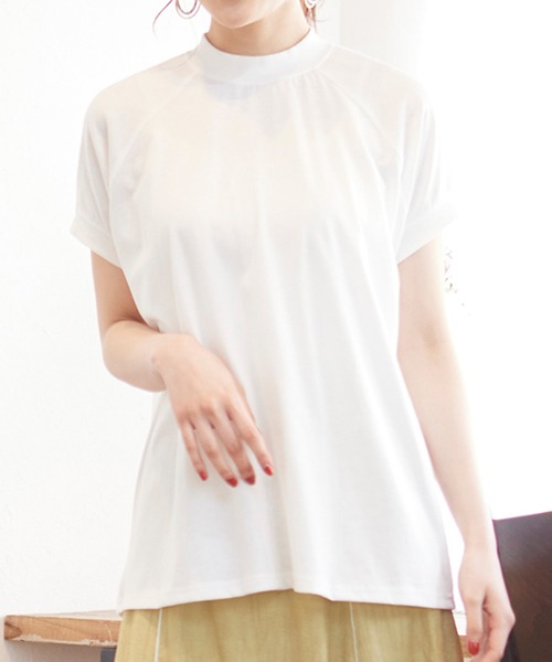 MATCH&more（マッチアンドモア）の「モックネックラグランＴシャツ（Tシャツ/カットソー・レディース・ホワイト/ブラック/ベージュ/グレー/カーキ/ミント・FREE）」の8枚目の写真