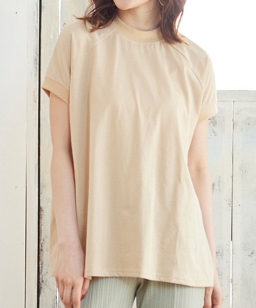 MATCH&more（マッチアンドモア）の「モックネックラグランＴシャツ（Tシャツ/カットソー・レディース・ホワイト/ブラック/ベージュ/グレー/カーキ/ミント・FREE）」の13枚目の写真