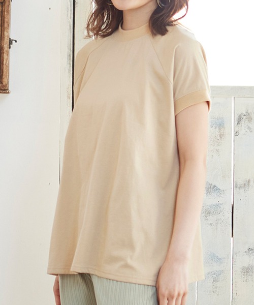 MATCH&more（マッチアンドモア）の「モックネックラグランＴシャツ（Tシャツ/カットソー・レディース・ホワイト/ブラック/ベージュ/グレー/カーキ/ミント・FREE）」の14枚目の写真