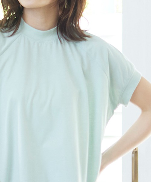 MATCH&more（マッチアンドモア）の「モックネックラグランＴシャツ（Tシャツ/カットソー・レディース・ホワイト/ブラック/ベージュ/グレー/カーキ/ミント・FREE）」の16枚目の写真