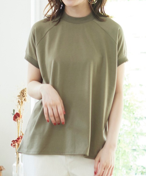 MATCH&more（マッチアンドモア）の「モックネックラグランＴシャツ（Tシャツ/カットソー・レディース・ホワイト/ブラック/ベージュ/グレー/カーキ/ミント・FREE）」の21枚目の写真