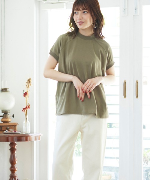 MATCH&more（マッチアンドモア）の「モックネックラグランＴシャツ（Tシャツ/カットソー・レディース・ホワイト/ブラック/ベージュ/グレー/カーキ/ミント・FREE）」の22枚目の写真