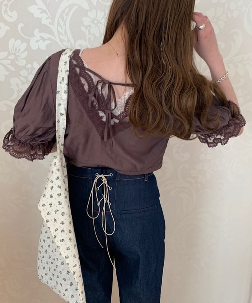 Heather(ヘザー)の「あいねねテンセルリボンブラウス 954264(シャツ/ブラウス・レディース・アイボリー/ブラウン/ブルー・FREE)」の3枚目の写真