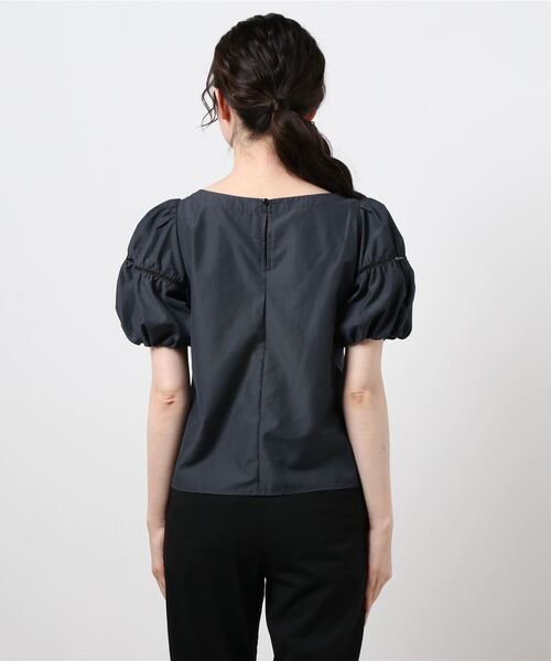 PROPORTION BODY DRESSING（プロポーションボディドレッシング）の「ギャザースリーブブラウス（シャツ/ブラウス・レディース・ブラック/ホワイト系その他/ブルー・MEDIUM/SMALL）」の4枚目の写真