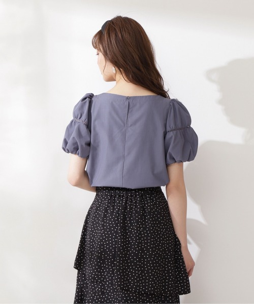 PROPORTION BODY DRESSING（プロポーションボディドレッシング）の「ギャザースリーブブラウス（シャツ/ブラウス・レディース・ブラック/ホワイト系その他/ブルー・MEDIUM/SMALL）」の8枚目の写真