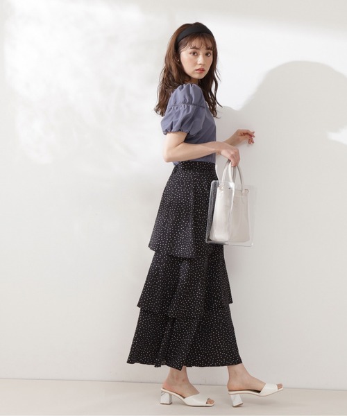 PROPORTION BODY DRESSING（プロポーションボディドレッシング）の「ギャザースリーブブラウス（シャツ/ブラウス・レディース・ブラック/ホワイト系その他/ブルー・MEDIUM/SMALL）」の9枚目の写真