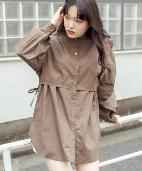 RASVOA(ラスボア)の「ノーカラージレコンビシャツ(シャツ/ブラウス・レディース・ブラック/ブラウン/オフホワイト・FREE)」の3枚目の写真