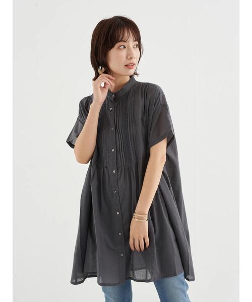 earth music&ecology（アースミュージックアンドエコロジー）の「ピンタックレース チュニック ＊（Tシャツ/カットソー・レディース・チャコールグレー/オフホワイト/ミント/モカ・FREE）」の20枚目の写真