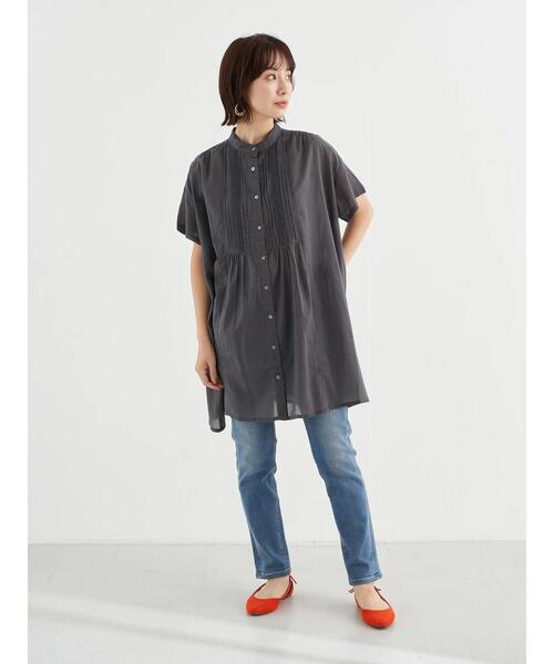 earth music&ecology（アースミュージックアンドエコロジー）の「ピンタックレース チュニック ＊（Tシャツ/カットソー・レディース・チャコールグレー/オフホワイト/ミント/モカ・FREE）」の16枚目の写真