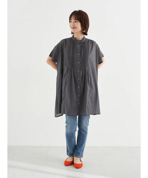 earth music&ecology（アースミュージックアンドエコロジー）の「ピンタックレース チュニック ＊（Tシャツ/カットソー・レディース・チャコールグレー/オフホワイト/ミント/モカ・FREE）」の15枚目の写真