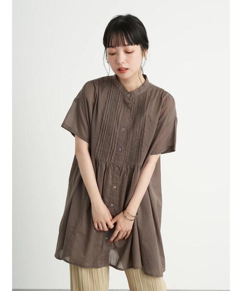 earth music&ecology（アースミュージックアンドエコロジー）の「ピンタックレース チュニック ＊（Tシャツ/カットソー・レディース・チャコールグレー/オフホワイト/ミント/モカ・FREE）」の14枚目の写真