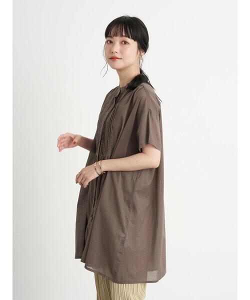 earth music&ecology（アースミュージックアンドエコロジー）の「ピンタックレース チュニック ＊（Tシャツ/カットソー・レディース・チャコールグレー/オフホワイト/ミント/モカ・FREE）」の13枚目の写真