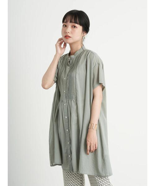 earth music&ecology（アースミュージックアンドエコロジー）の「ピンタックレース チュニック ＊（Tシャツ/カットソー・レディース・チャコールグレー/オフホワイト/ミント/モカ・FREE）」の8枚目の写真