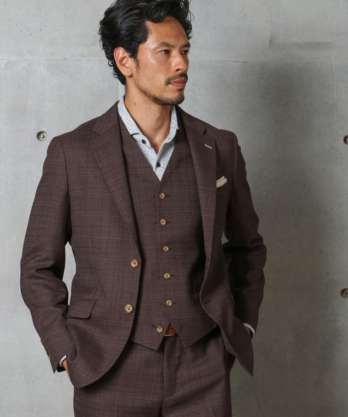 MEN'S BIGI（メンズビギ）の「ストレッチテーラードジャケット【撥水撥油加工・抗ピリング】（テーラードジャケット・メンズ・ブラウン/ネイビー・01/02/03/04）」の8枚目の写真