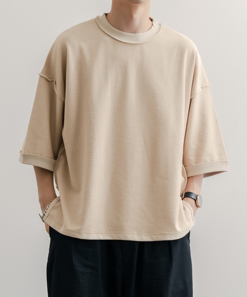 epnok(エプノック)の「ミニ裏毛裏使いTee(Tシャツ/カットソー・メンズ・ベージュ/ライトカーキ/グレイッシュブルー・SMALL/MEDIUM/LARGE)」の2枚目の写真