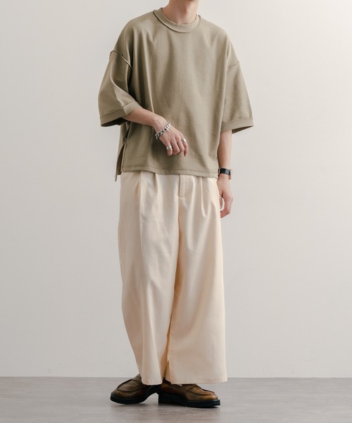 epnok(エプノック)の「ミニ裏毛裏使いTee(Tシャツ/カットソー・メンズ・ベージュ/ライトカーキ/グレイッシュブルー・SMALL/MEDIUM/LARGE)」の13枚目の写真