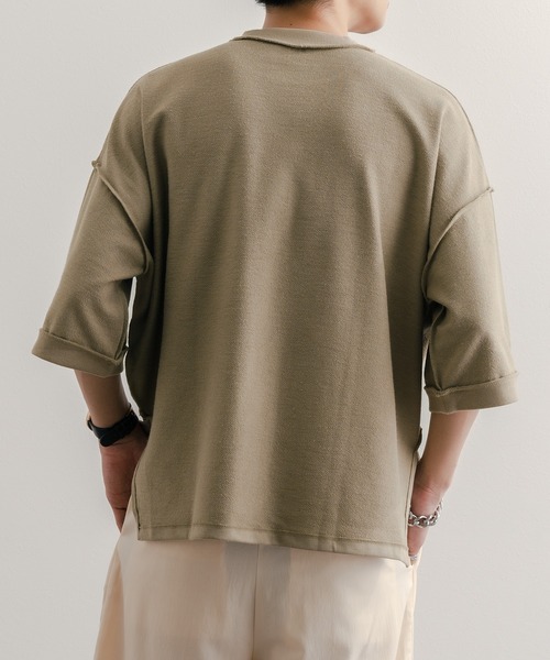 epnok(エプノック)の「ミニ裏毛裏使いTee(Tシャツ/カットソー・メンズ・ベージュ/ライトカーキ/グレイッシュブルー・SMALL/MEDIUM/LARGE)」の8枚目の写真