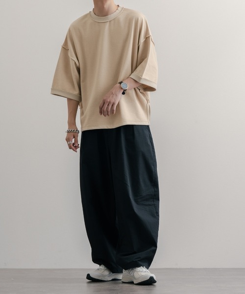 epnok(エプノック)の「ミニ裏毛裏使いTee(Tシャツ/カットソー・メンズ・ベージュ/ライトカーキ/グレイッシュブルー・SMALL/MEDIUM/LARGE)」の12枚目の写真