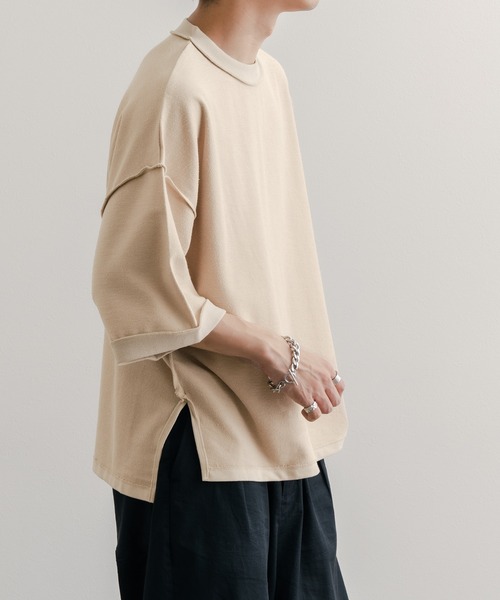 epnok(エプノック)の「ミニ裏毛裏使いTee(Tシャツ/カットソー・メンズ・ベージュ/ライトカーキ/グレイッシュブルー・SMALL/MEDIUM/LARGE)」の16枚目の写真