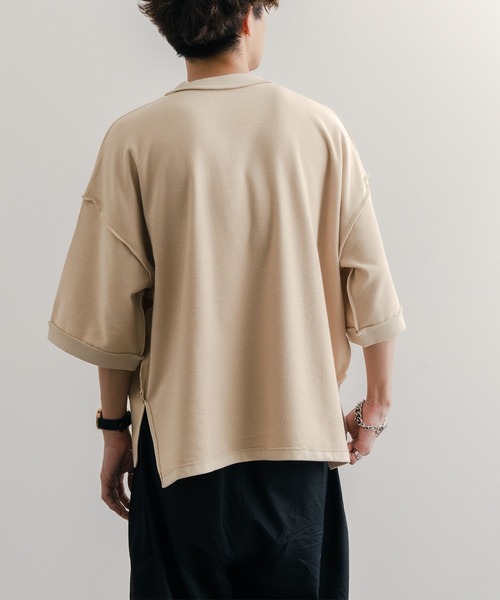 epnok(エプノック)の「ミニ裏毛裏使いTee(Tシャツ/カットソー・メンズ・ベージュ/ライトカーキ/グレイッシュブルー・SMALL/MEDIUM/LARGE)」の7枚目の写真