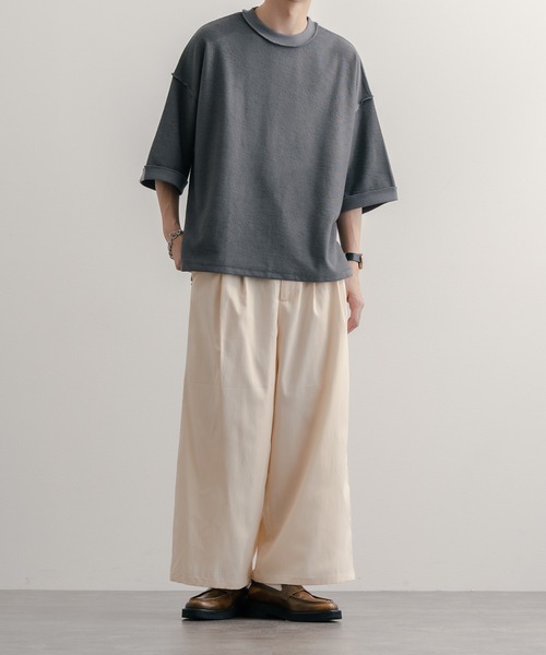 epnok(エプノック)の「ミニ裏毛裏使いTee(Tシャツ/カットソー・メンズ・ベージュ/ライトカーキ/グレイッシュブルー・SMALL/MEDIUM/LARGE)」の15枚目の写真