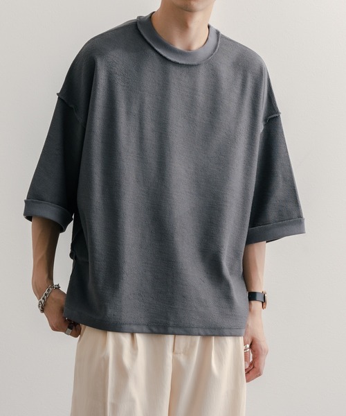 epnok(エプノック)の「ミニ裏毛裏使いTee(Tシャツ/カットソー・メンズ・ベージュ/ライトカーキ/グレイッシュブルー・SMALL/MEDIUM/LARGE)」の10枚目の写真