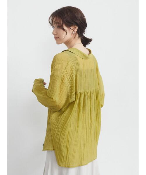 Green　Parks（グリーンパークス）の「ワッシャーシアーシャツ＊（シャツ/ブラウス・レディース・オリーブ/オレンジ/グレイッシュベージュ・FREE）」の20枚目の写真