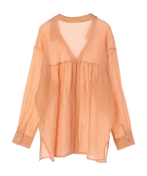 Green　Parks（グリーンパークス）の「ワッシャーシアーシャツ＊（シャツ/ブラウス・レディース・オリーブ/オレンジ/グレイッシュベージュ・FREE）」の11枚目の写真