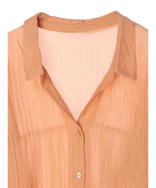 Green　Parks（グリーンパークス）の「ワッシャーシアーシャツ＊（シャツ/ブラウス・レディース・オリーブ/オレンジ/グレイッシュベージュ・FREE）」の12枚目の写真