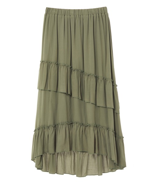 fifth calin（フィフスカラン）の「前後差フリルティアードスカート（スカート・レディース・ピンク/カーキ・MEDIUM）」の11枚目の写真