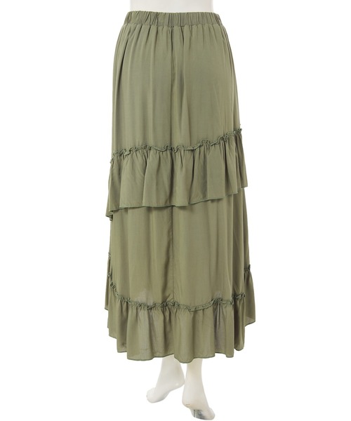 fifth calin（フィフスカラン）の「前後差フリルティアードスカート（スカート・レディース・ピンク/カーキ・MEDIUM）」の6枚目の写真