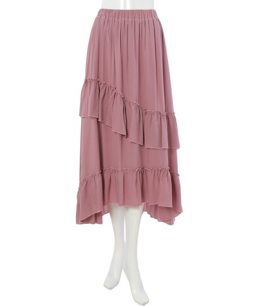 fifth calin（フィフスカラン）の「前後差フリルティアードスカート（スカート・レディース・ピンク/カーキ・MEDIUM）」の9枚目の写真