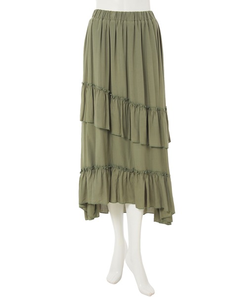 fifth calin（フィフスカラン）の「前後差フリルティアードスカート（スカート・レディース・ピンク/カーキ・MEDIUM）」の12枚目の写真