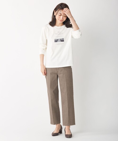 J.PRESS(ジェイプレス)の「【高級綿使用・洗える】オーガニックデニム セミワイドパンツ(デニムパンツ・レディース・ブラウン系・11/9/7/13)」の4枚目の写真