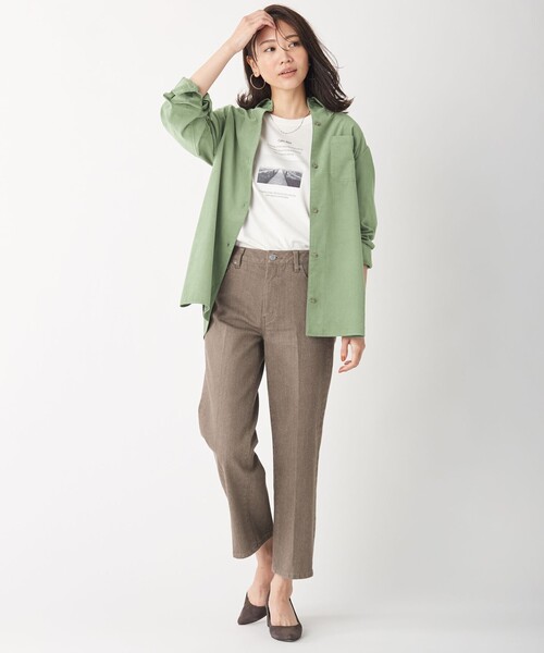 J.PRESS(ジェイプレス)の「【高級綿使用・洗える】オーガニックデニム セミワイドパンツ(デニムパンツ・レディース・ブラウン系・11/9/7/13)」の5枚目の写真