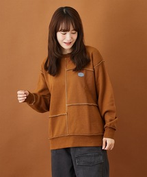 CUBE SUGAR（キューブシュガー）の「起毛ワッフルパッチワーククルーネックプルオーバー（Tシャツ/カットソー）」