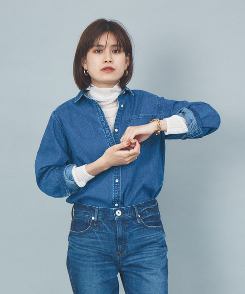 Rouge vif（ルージュヴィフ）の「デニムシャツ（シャツ/ブラウス・レディース・インディゴブルー/アイボリー・フリー）」の2枚目の写真