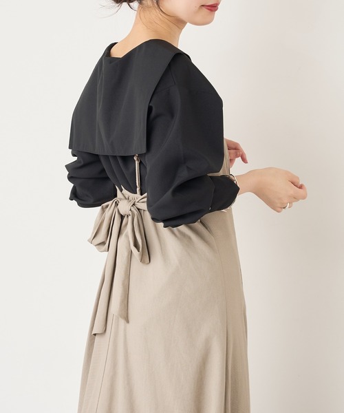 natural couture（ナチュラルクチュール）の「リネン混セーラーカラーブラウス（シャツ/ブラウス・レディース・アイボリー/ブラック/ベージュ/サックスブルー・FREE）」の3枚目の写真