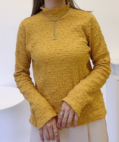 VANNIE U（ヴァニーユー）の「しゅわしゅわハイネックT（Tシャツ/カットソー・レディース・テラコッタ/ブラック/マスタード/オリーブ/アイボリー・FREE）」の21枚目の写真