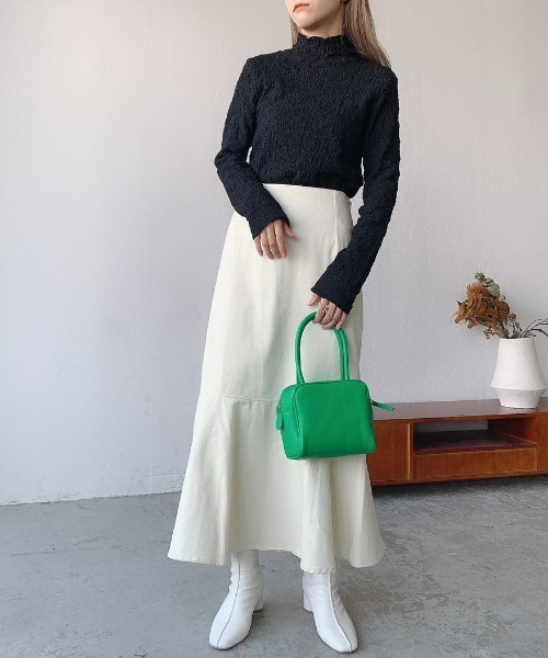 VANNIE U（ヴァニーユー）の「しゅわしゅわハイネックT（Tシャツ/カットソー・レディース・テラコッタ/ブラック/マスタード/オリーブ/アイボリー・FREE）」の9枚目の写真