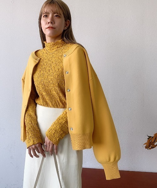 VANNIE U（ヴァニーユー）の「しゅわしゅわハイネックT（Tシャツ/カットソー・レディース・テラコッタ/ブラック/マスタード/オリーブ/アイボリー・FREE）」の20枚目の写真