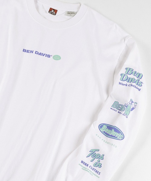 BEN DAVIS(ベンデイビス)の「【BEN DAVIS/ベンデイビス】 ブランドバナー 袖プリント ロンT(Tシャツ/カットソー・メンズ・ホワイト/ブラック/パープル・M/L/XL)」の3枚目の写真