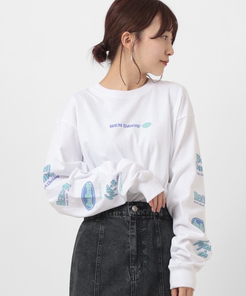 BEN DAVIS(ベンデイビス)の「【BEN DAVIS/ベンデイビス】 ブランドバナー 袖プリント ロンT(Tシャツ/カットソー・メンズ・ホワイト/ブラック/パープル・M/L/XL)」の6枚目の写真