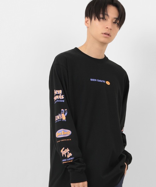 BEN DAVIS(ベンデイビス)の「【BEN DAVIS/ベンデイビス】 ブランドバナー 袖プリント ロンT(Tシャツ/カットソー・メンズ・ホワイト/ブラック/パープル・M/L/XL)」の4枚目の写真