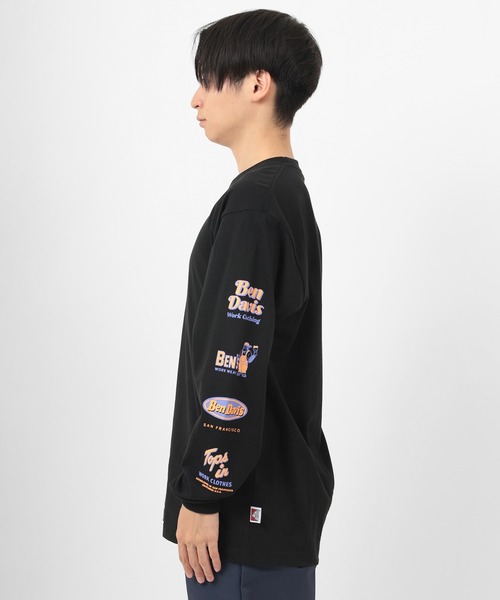 BEN DAVIS(ベンデイビス)の「【BEN DAVIS/ベンデイビス】 ブランドバナー 袖プリント ロンT(Tシャツ/カットソー・メンズ・ホワイト/ブラック/パープル・M/L/XL)」の9枚目の写真