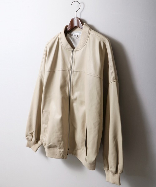 SUGGESTION(サジェッション)の「【SUGGESTION】PUバルーンシルエットボリュームスリーブボマージャケット(MA-1・メンズ・ブラック/アイボリー/グレイッシュブルー・M/L)」の9枚目の写真